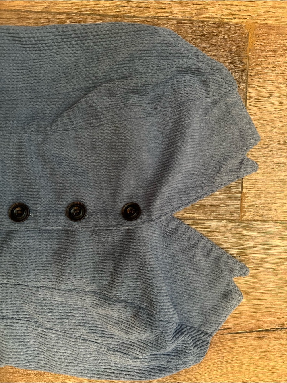 Blue Ribbed Button Front Bustier Top - Picture 3 of 3
